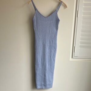 7 For All Mankind Light Blue Ribbed Knit Midi Tank Dress Women’s Size Small NWT